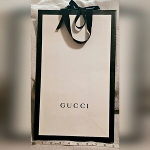 Gucci Large Paper Shopping Gift Bag White Black Ribbon Luxury Packaging Dust Bag